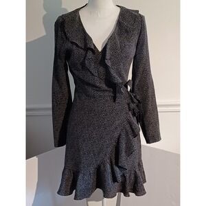 Club Monaco Vontella Womens Silk Polka Dot Ruffle Wrap Dress Sz‎ 4 Retail $269